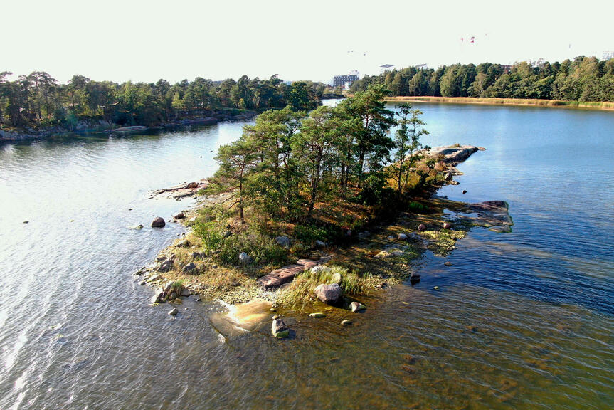 Varisluodonkari outcrop as seen from the air. 