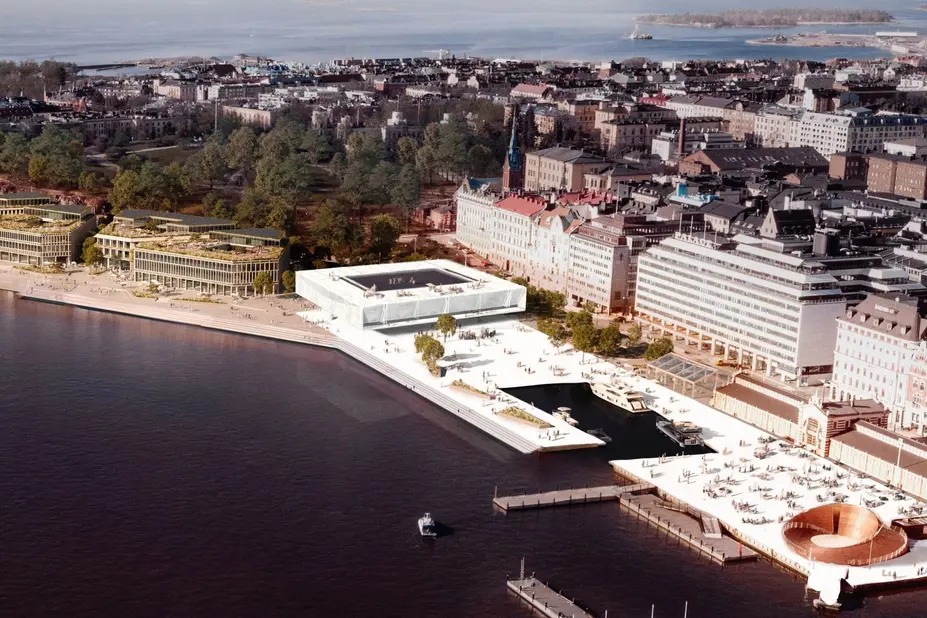 Havainnekuva, ehdotus Tau, uuden arkkitehtuuri- ja designmuseon suunnittelukilpailu.