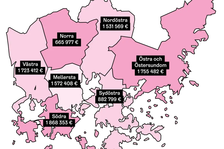 VårStads områden och anslag.