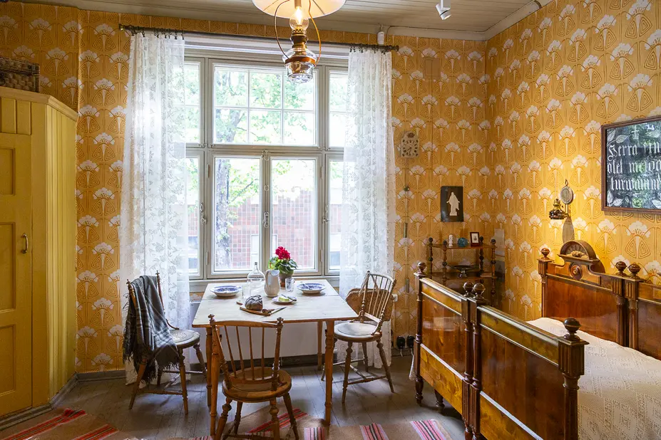 Näkymä Duunarimuseon hellahuoneesta.