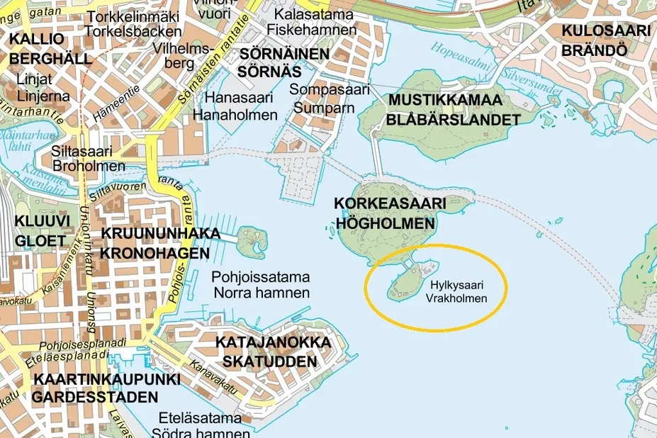 Hylkysaari sijaitsee Korkeasaaren vieressä.