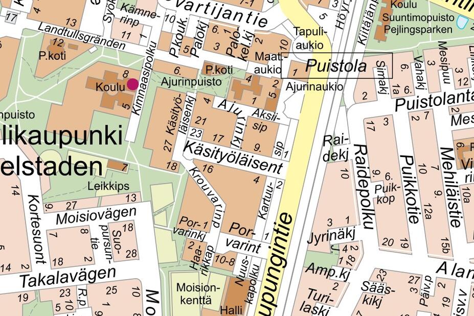 Uuden rakennuksen sijainti kartalla.