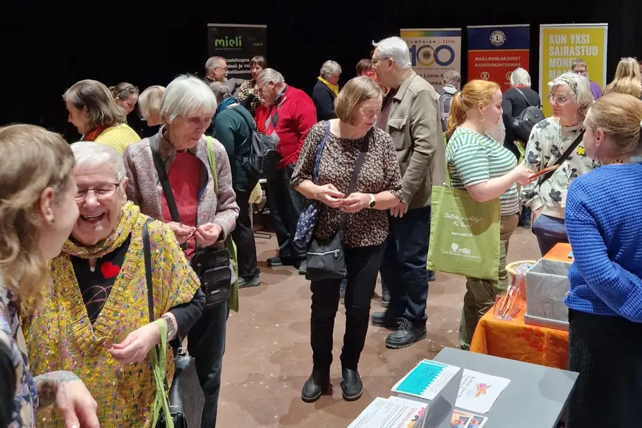 People at mini-fairs.