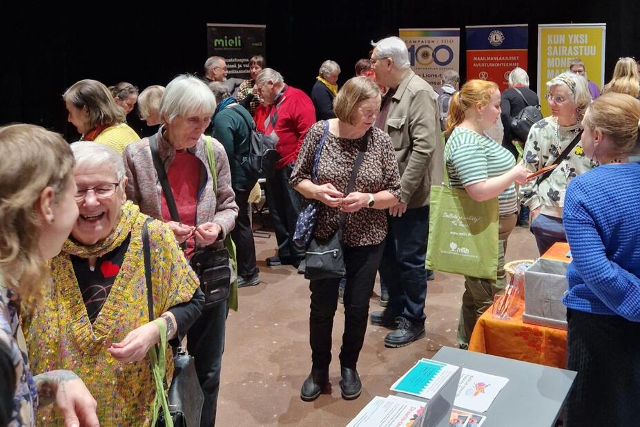 People at mini-fairs.