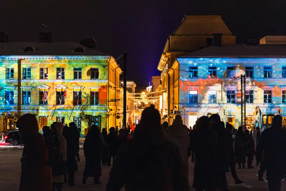 Ljuskonstverk på Luxfestivalen.