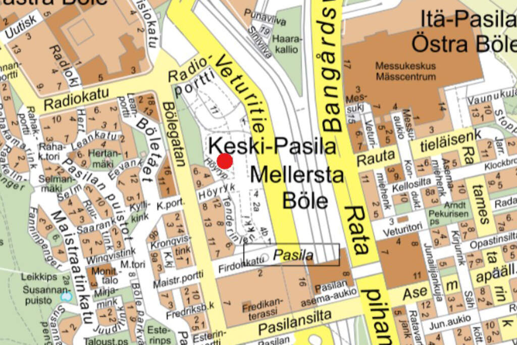 Rakennuspaikka kartalla. Kuva: Helsingin kaupunki