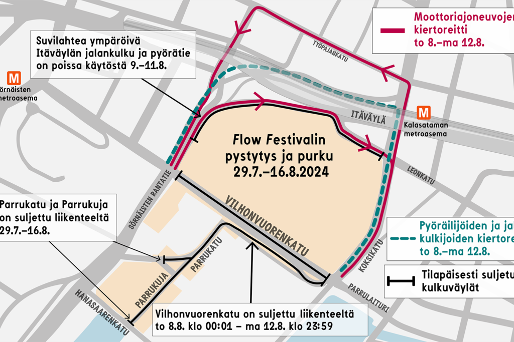 Kartta poikkeusjärjestelyistä.