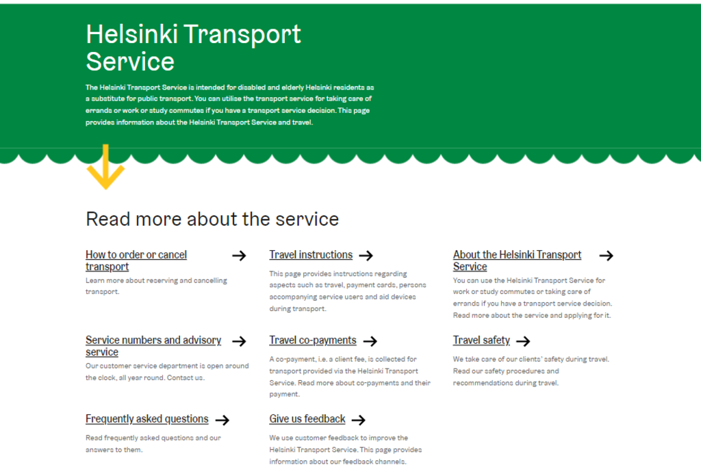 Helsinki Transport Services new website.