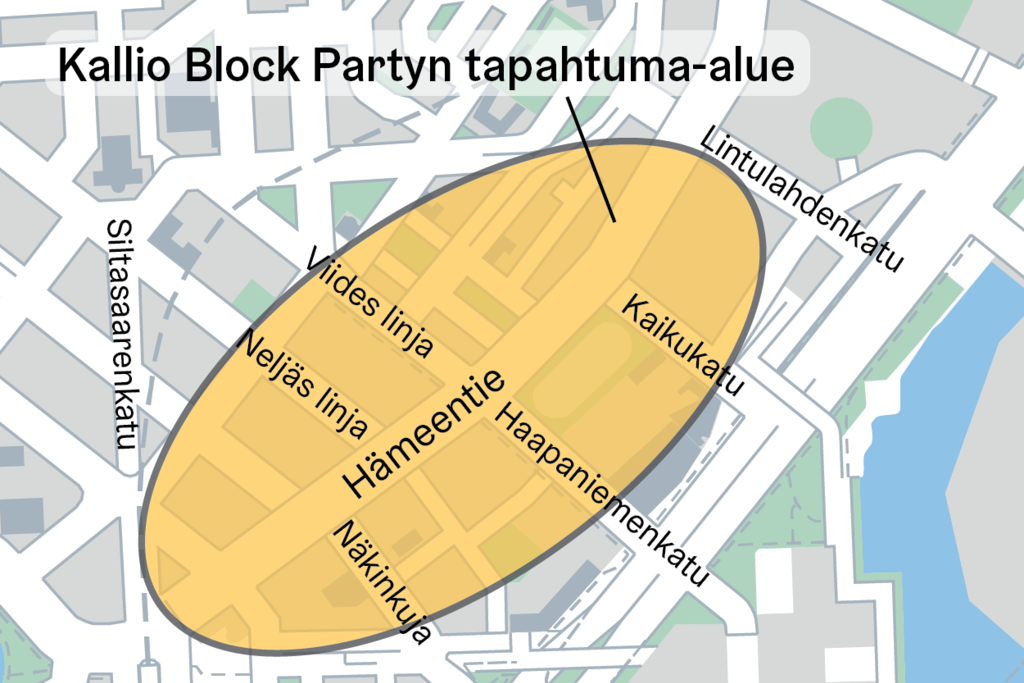 Tapahtuma-alue sijoittuu Hämeentielle ja sen ympäristöön.