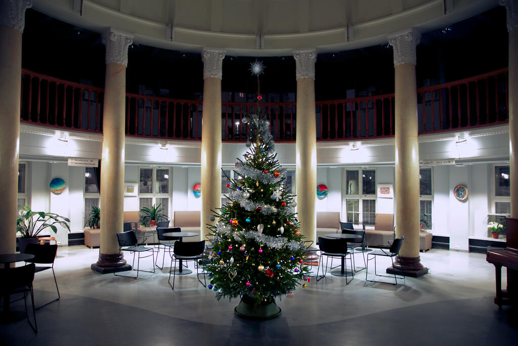 Christmas tree in Kallio Library.