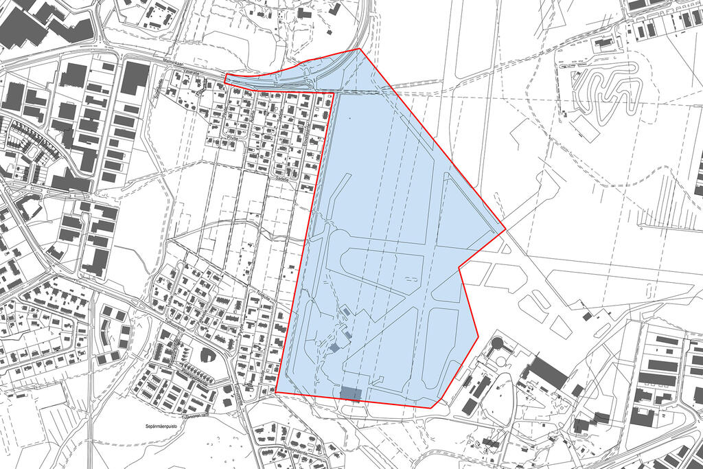 The planning area of Kiitotienkorttelit on map.