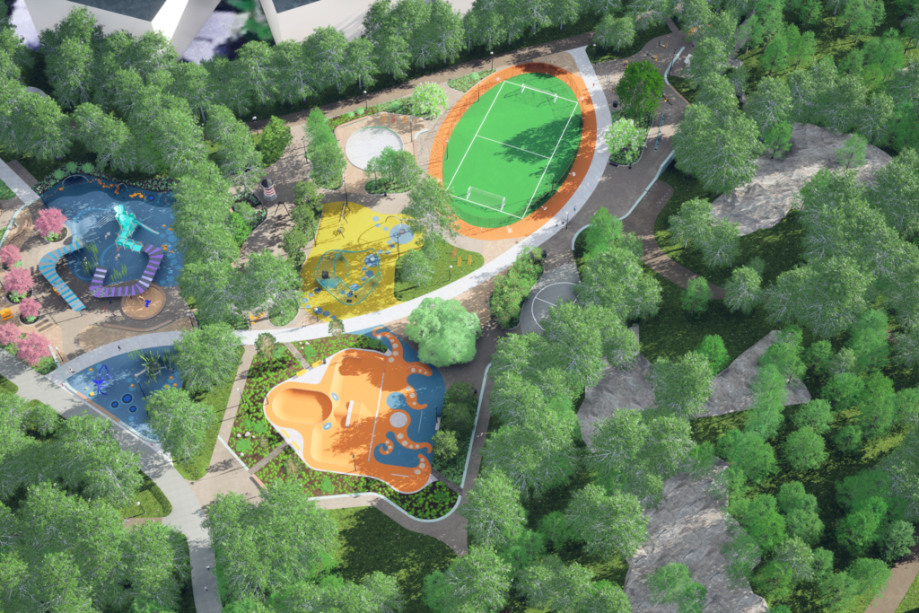 An illustration of the refurbished Haruspuisto park. Photo: Ramboll Finland Oy