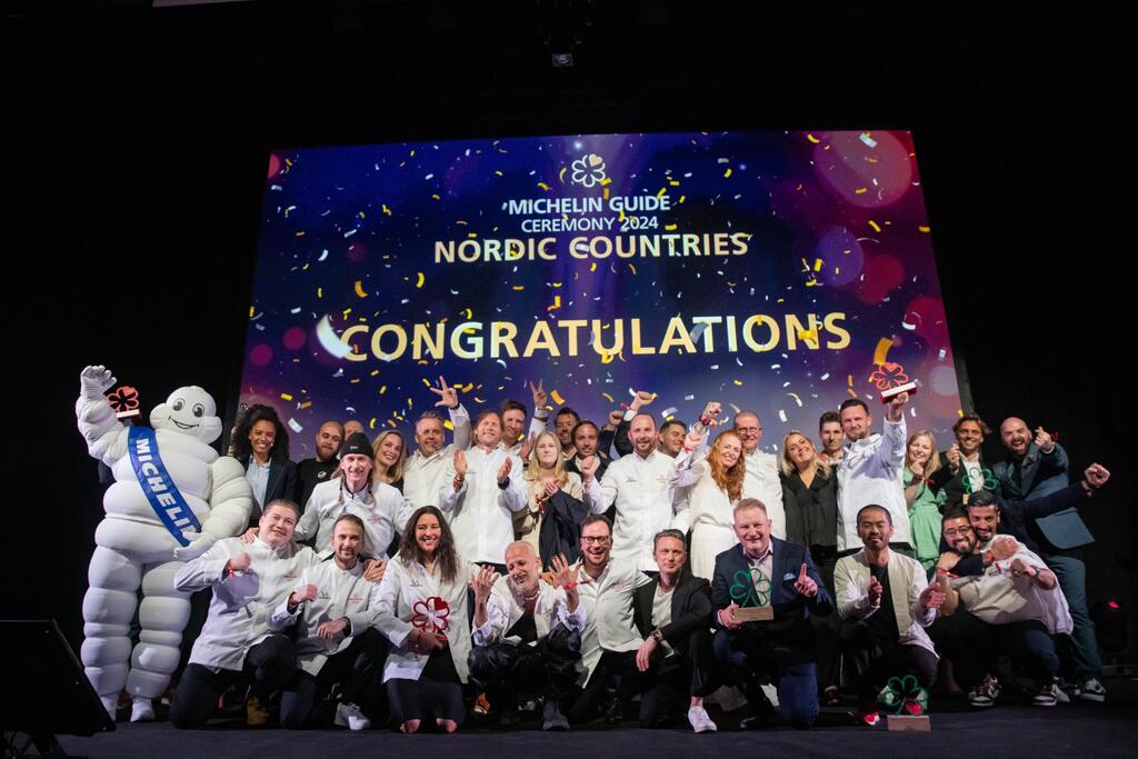 De nordiska ländernas nya Michelinstjärnor, Green Star-stjärnor och Special Awards-utmärkelser delades ut i Helsingfors 27 maj. Bild: MICHELIN Guide