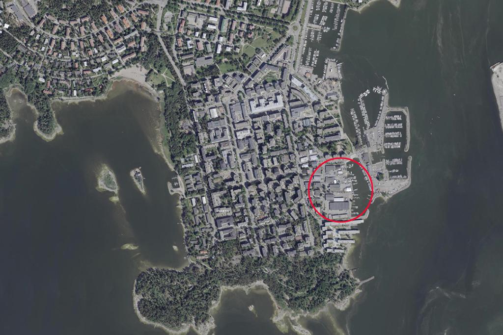 Placeringen av området för utvecklingsreservation på en flygbild Bild: Helsingin kaupunki