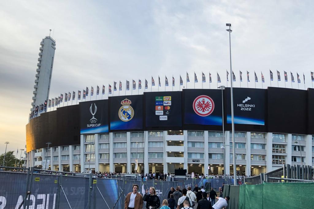 Supercupen i fotboll, UEFA Super Cup 2022, var sommarens största internationella evenemang i Helsingfors.  Bild: Paavo Jantunen