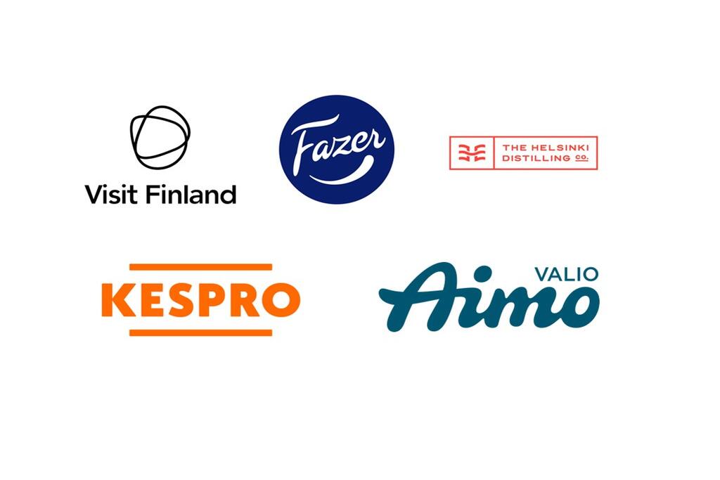 Visit Finland, Fazer, The Helsinki Distilling Company, Valio Aimo, Kespro logot