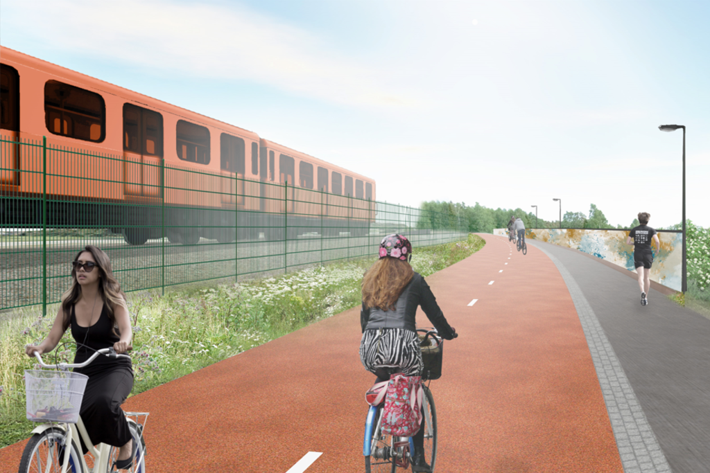 A new section of the Eastern Baana route along the metro line. Illustration. Photo: Sitowise Oy