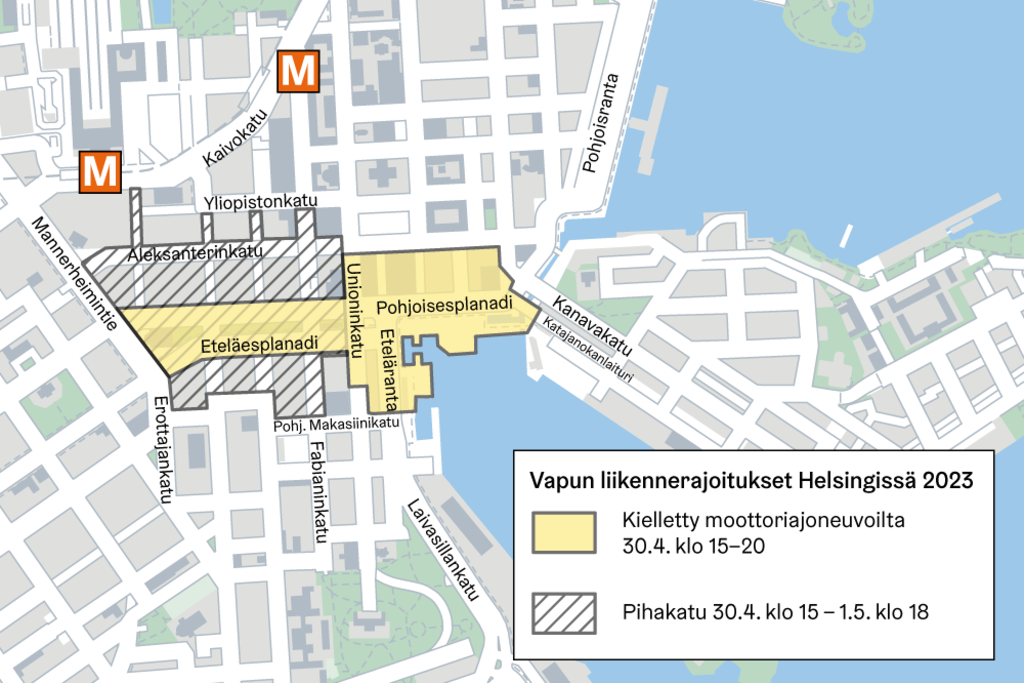 Kauppatorin Ja Esplanadin Ympäristössä Vappuna Liikennerajoituksia ...