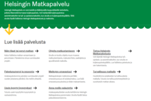 Helsingin Matkapalvelun uuden verkkosivun etusivu.