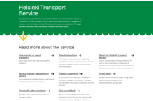 Helsinki Transport Services new homepage.