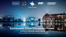 Sustainable Cities Discussion Forum 13.6.2024 -tilaisuuden banneri.