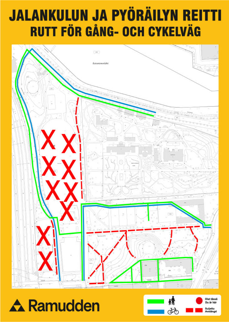 Poikkeusreitti kartalla.