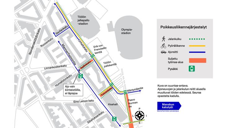 Liikennejärjestelyt Sallinkadulla.