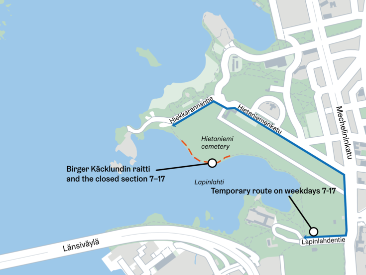 Map of Birger Käcklund raitti.