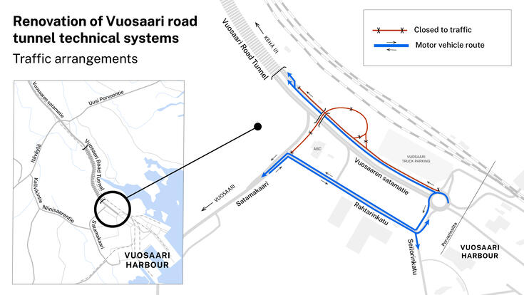 Traffic arrangements shown on map.