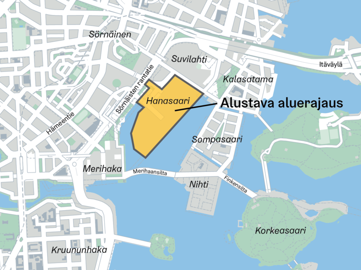 Kilpailualueen alustava rajaus
