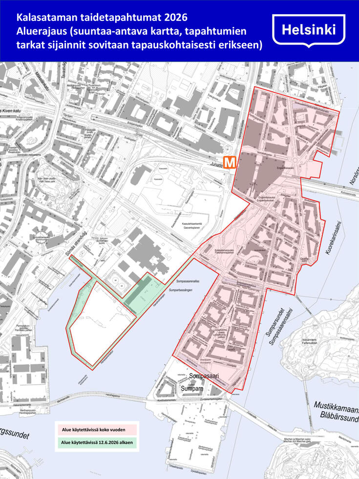 Kalasataman taidetapahtumien aluerajaus