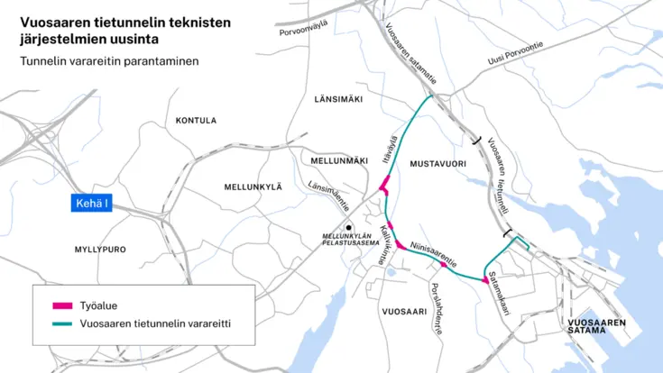 Kartta varareitin parannuskohteista.