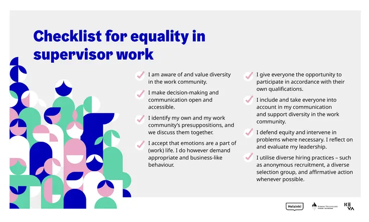 Checklist for equality in supervisor work.