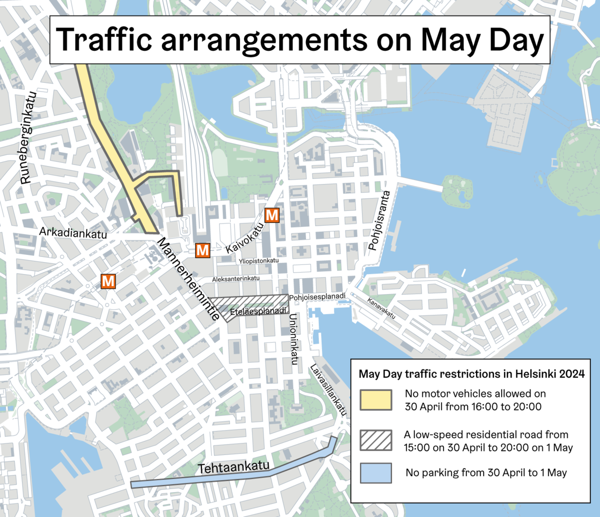 Traffic restrictions will ensure the smooth flow of public transport in the May Day event areas and elsewhere.