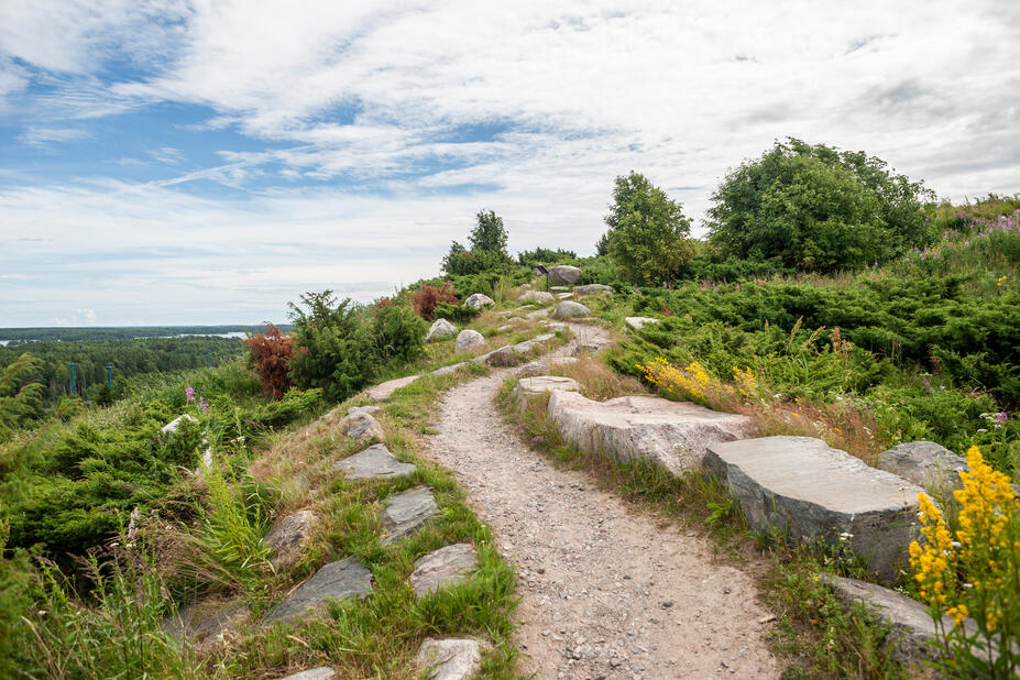 Hiekkapolku Vuosaarenhuipulla.