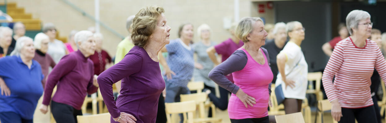 Ikäihmiset ohjatulla jumppatunnilla