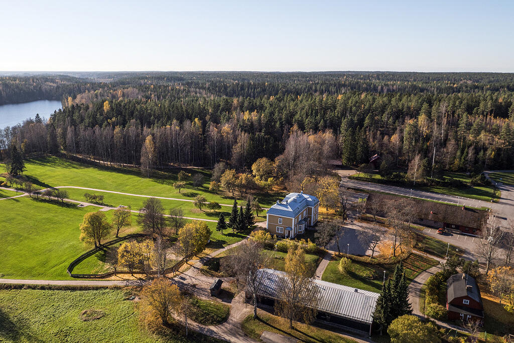 An aerial shot of the Luukki outdoor recreation area.