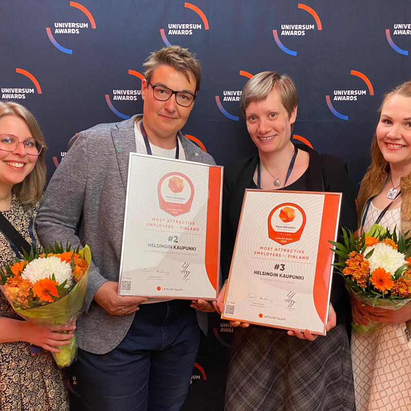 Helsingin kaupungin työntekijät vastaanottivat diplomit Universum Awardseissa