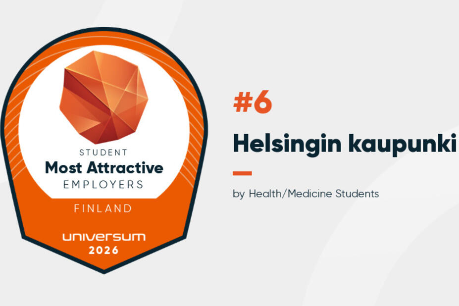 Srudent Most Attractive Employer Finland Universum 2026. 6. sija Helsingin kaupunki. By Health/Medicine Students.