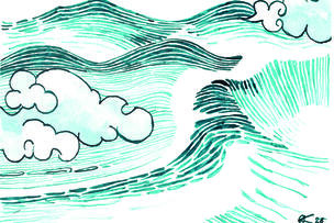 Viivot ja pilvet muodostavat maisemallisen kokonaisuuden.