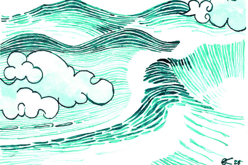 Viivot ja pilvet muodostavat maisemallisen kokonaisuuden.