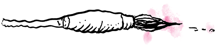 Kuvituskuvana on tussilla maalattu kuva siveltimestä.