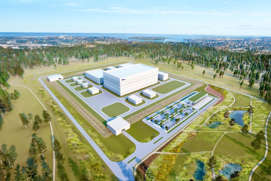 Havainnekuva ydinvoimalaitoksesta.