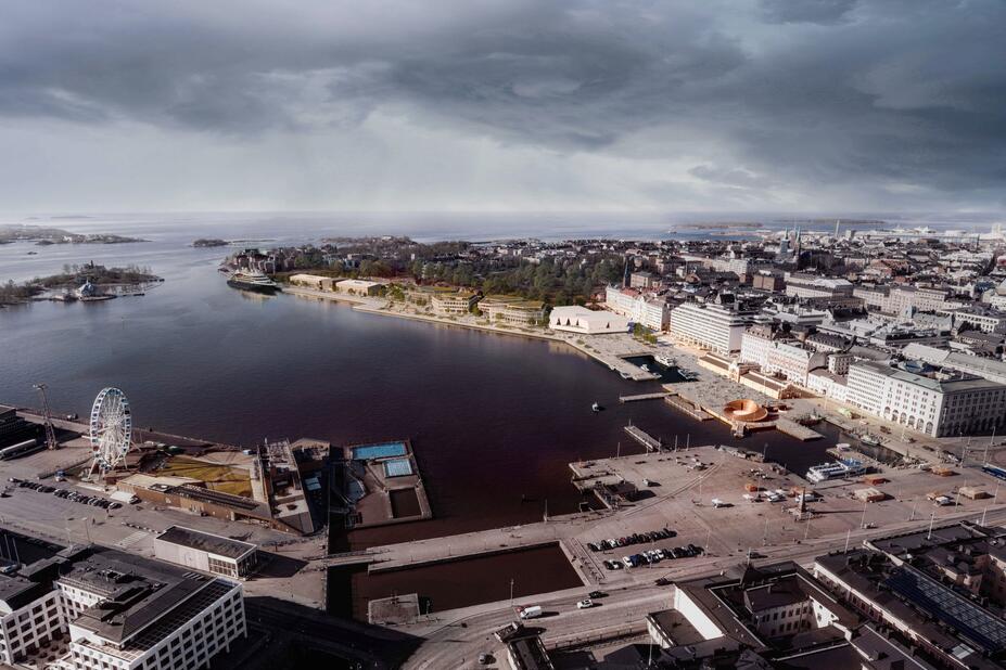 Ilmasta otettu havainnekuva Eteläsatamasta. 