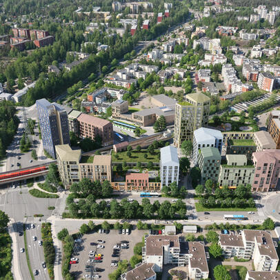 Digitaalisesti tehty havainnekuva ilmasta käsin.