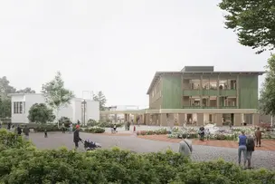 Havainnnekuva uudesta monitoimitalosta.