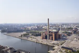 Ilmakuva Hanasaaren voimalaitosalueesta.