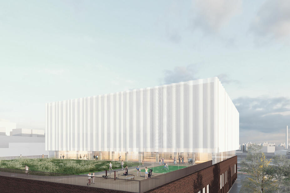 Alustava havainnekuba 2025. Kattoterassin liikuntatiloja.
