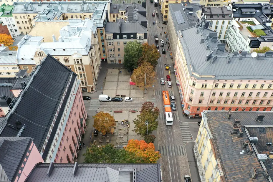 Ilmakuva Fredrikintorin alueesta.
