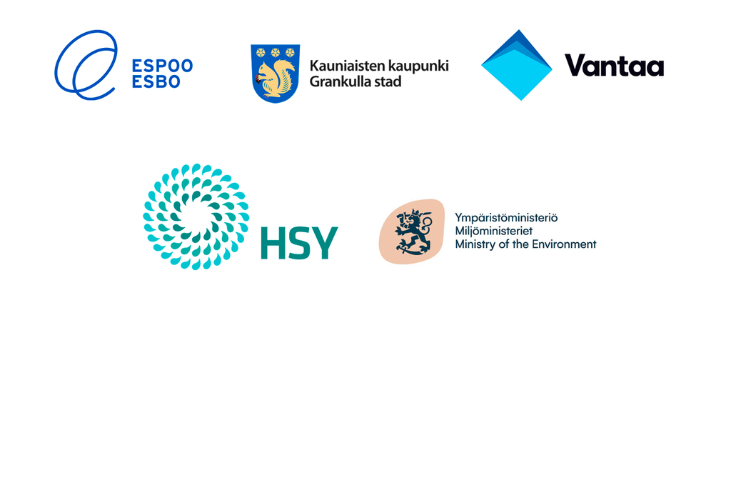 Espoon, Kauniaisten, Vantaan, HSY:n ja ympäristöministeriön logot